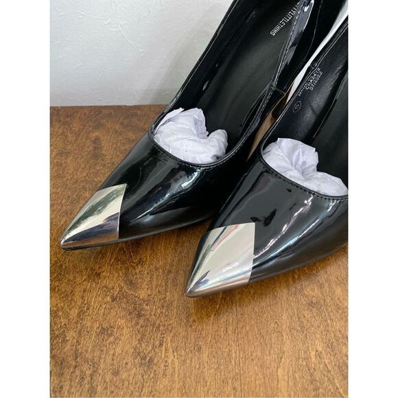 Pretty Little Thing Patent Leather High Heels Pump Shoe Sz 6 - Picture 3 of 5